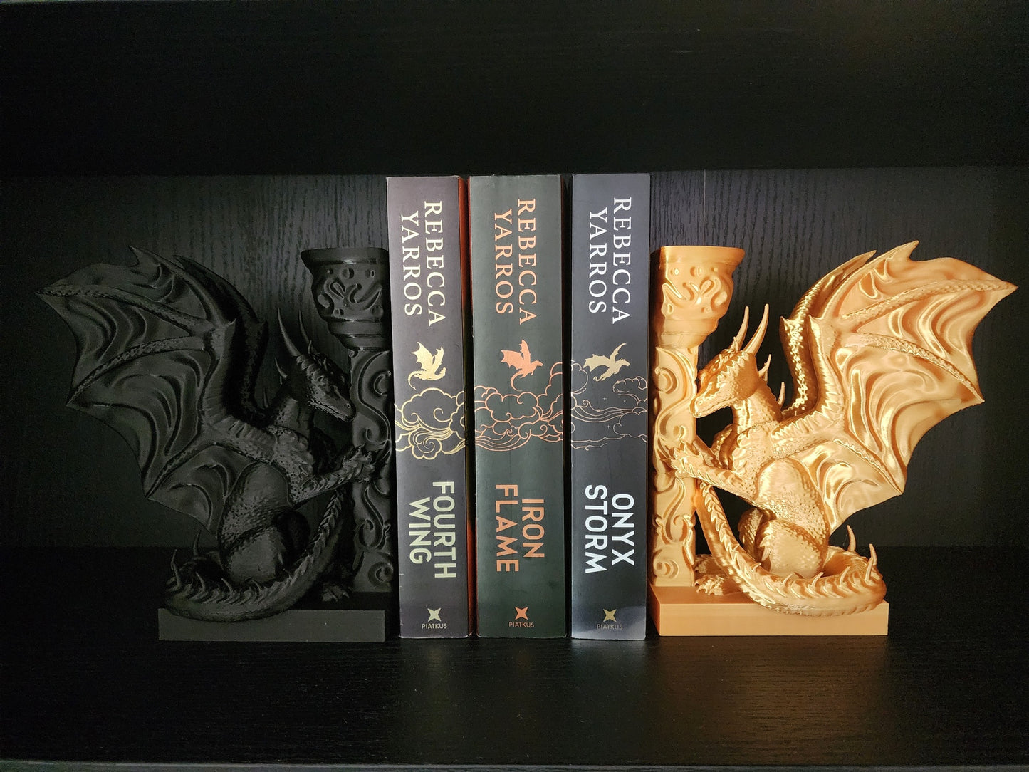 Gold and Black Dragon Bookend Singular