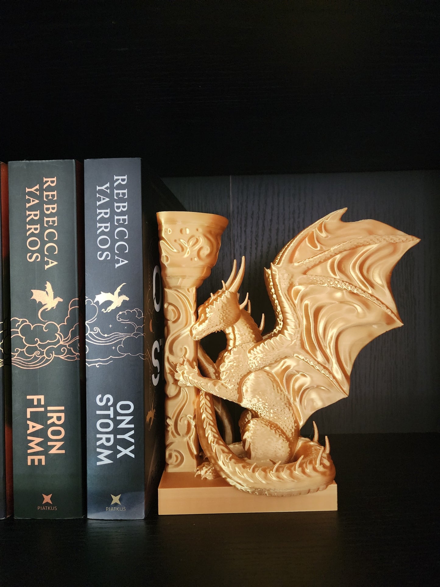 Gold and Black Dragon Bookend Singular