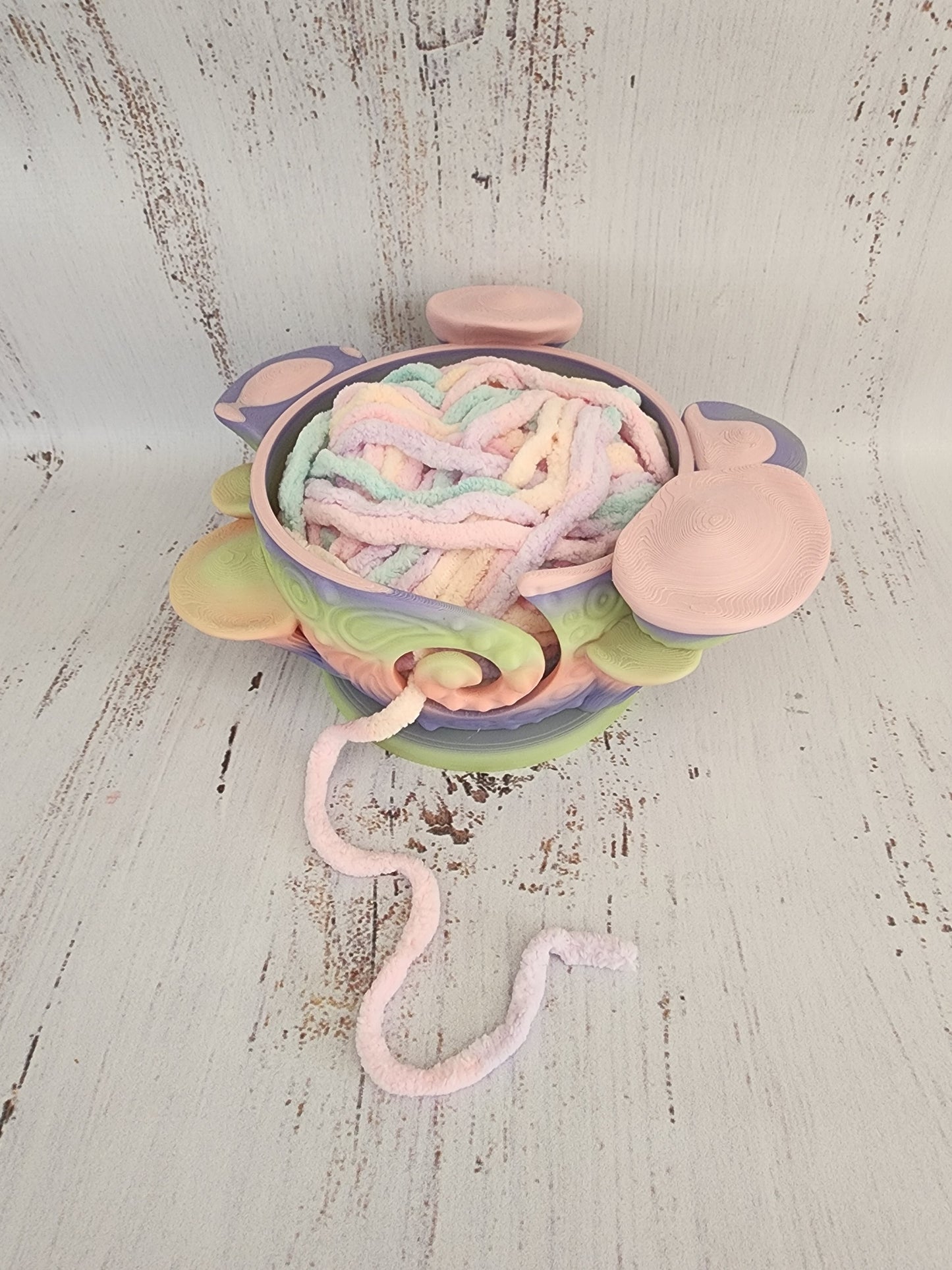 Boho Mushroom Pastel Rainbow Yarn Bowl - In stock item