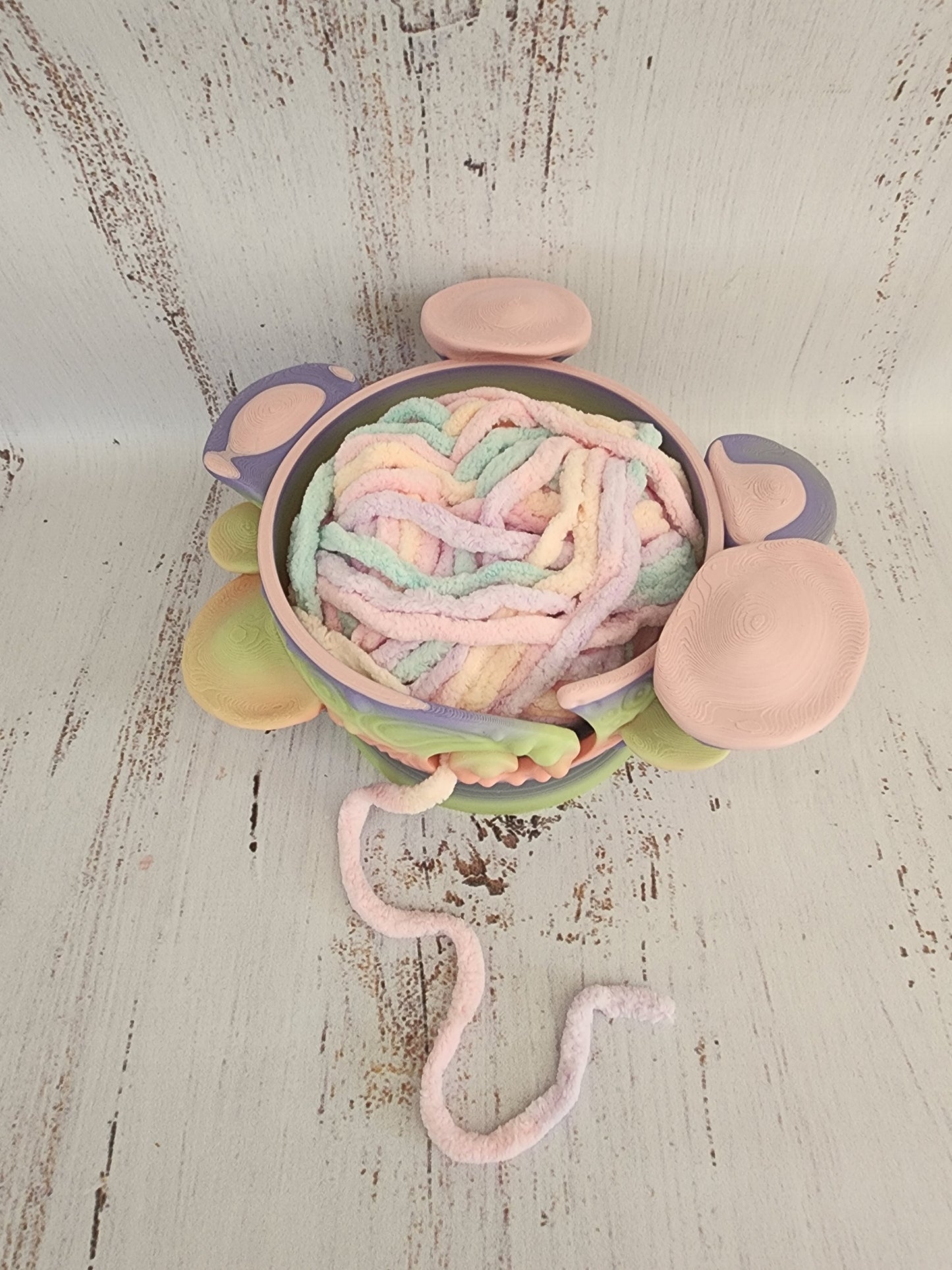 Boho Mushroom Pastel Rainbow Yarn Bowl - In stock item