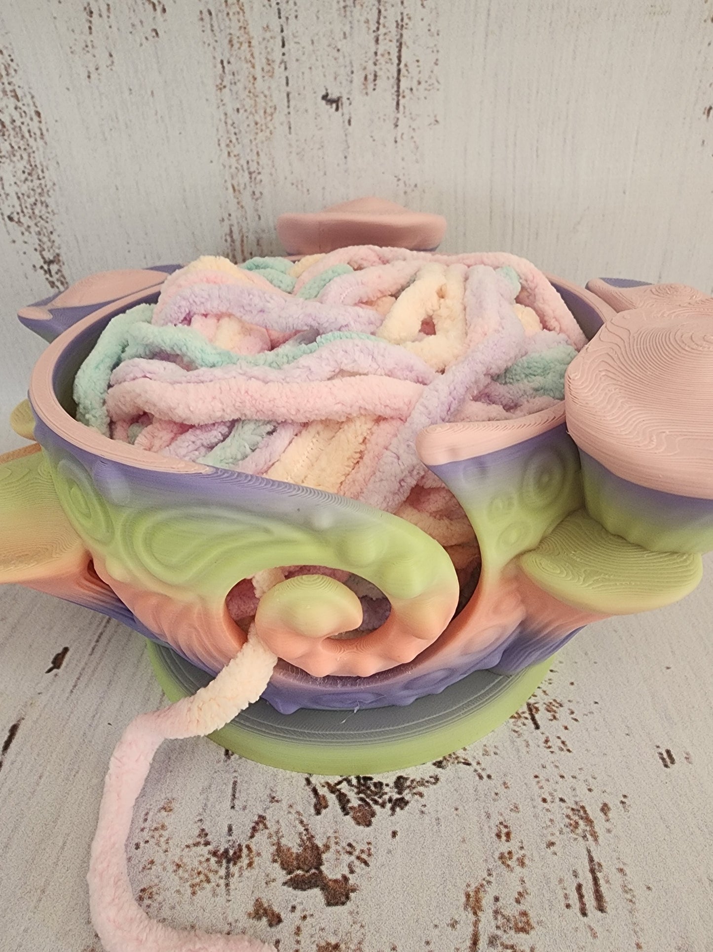 Boho Mushroom Pastel Rainbow Yarn Bowl - In stock item