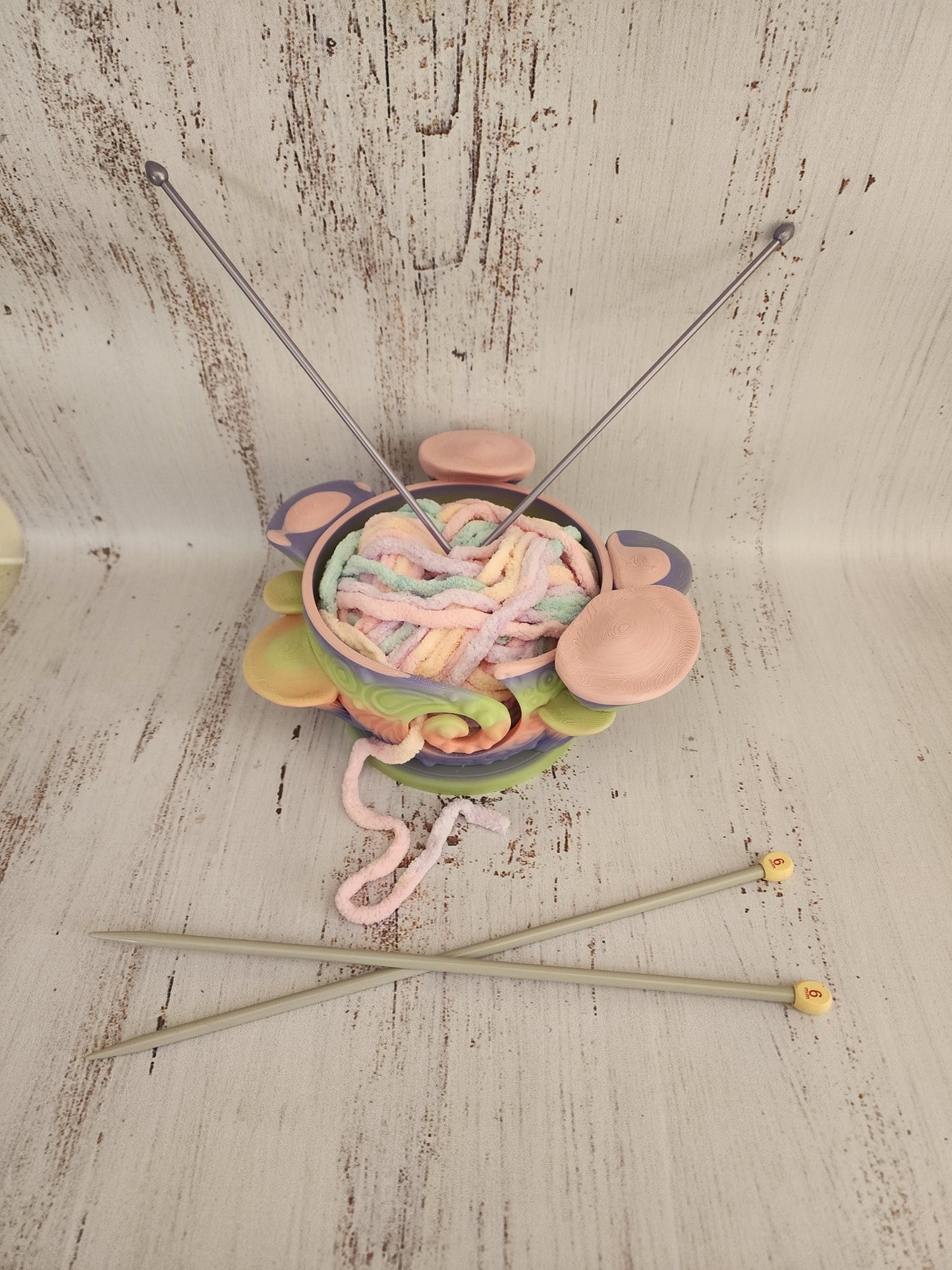 Boho Mushroom Pastel Rainbow Yarn Bowl - In stock item