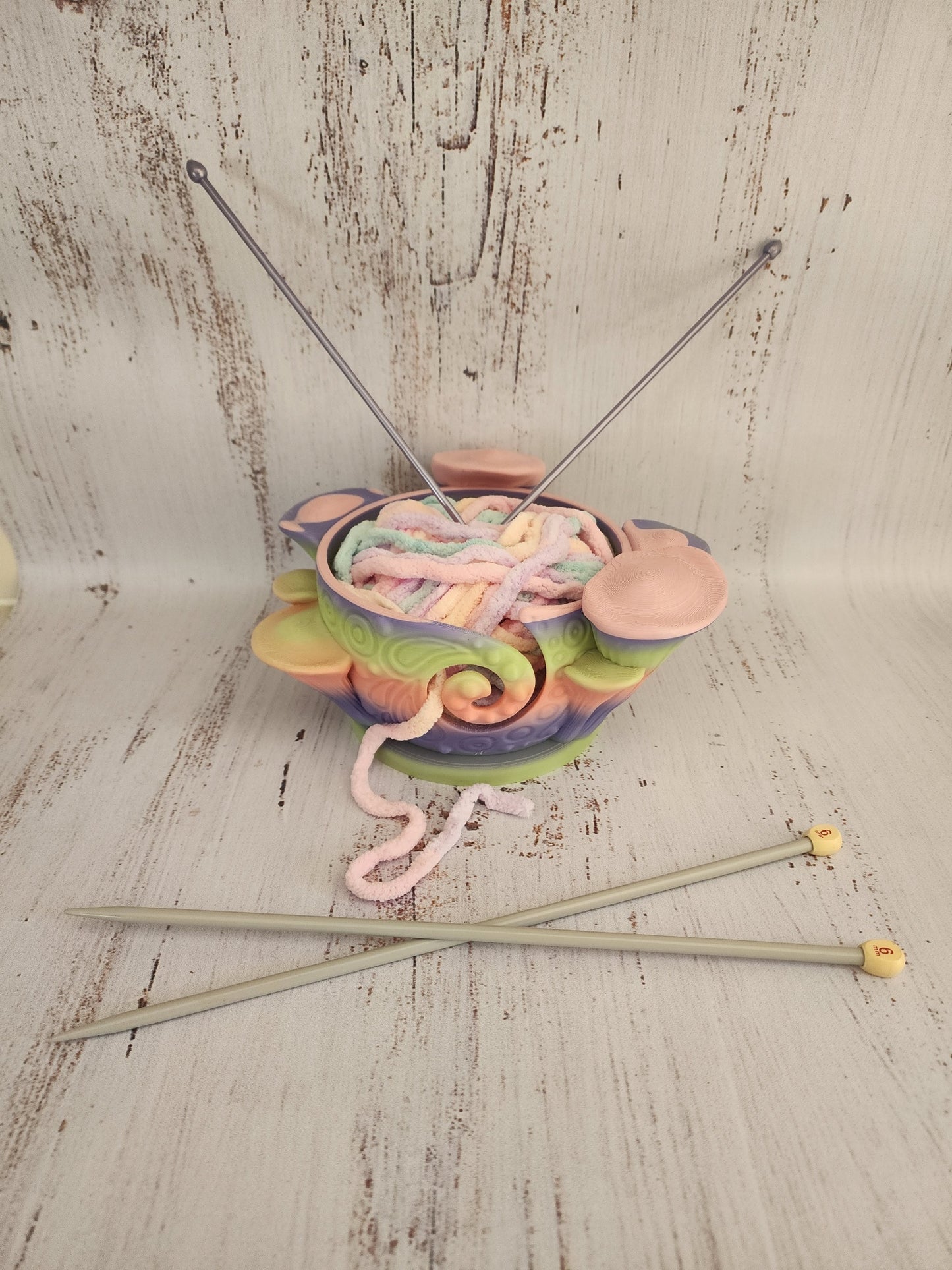 Boho Mushroom Pastel Rainbow Yarn Bowl - In stock item