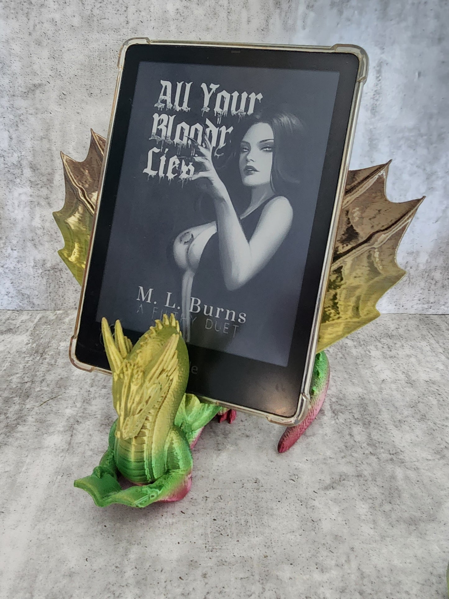 Dragon Wyrm Kindle/Phone/Tablet Holder - In stock colour Green & Gold