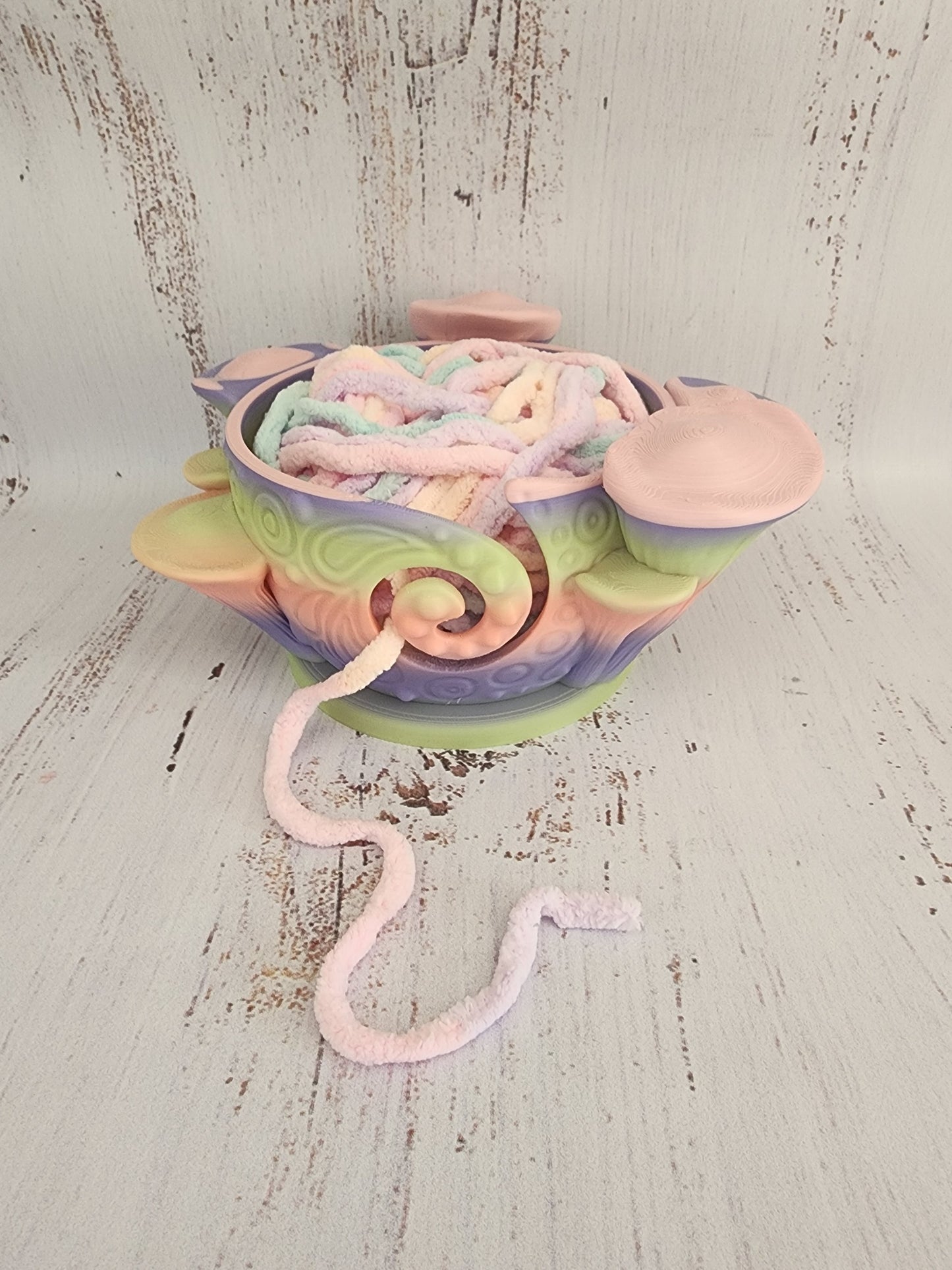 Boho Mushroom Pastel Rainbow Yarn Bowl - In stock item